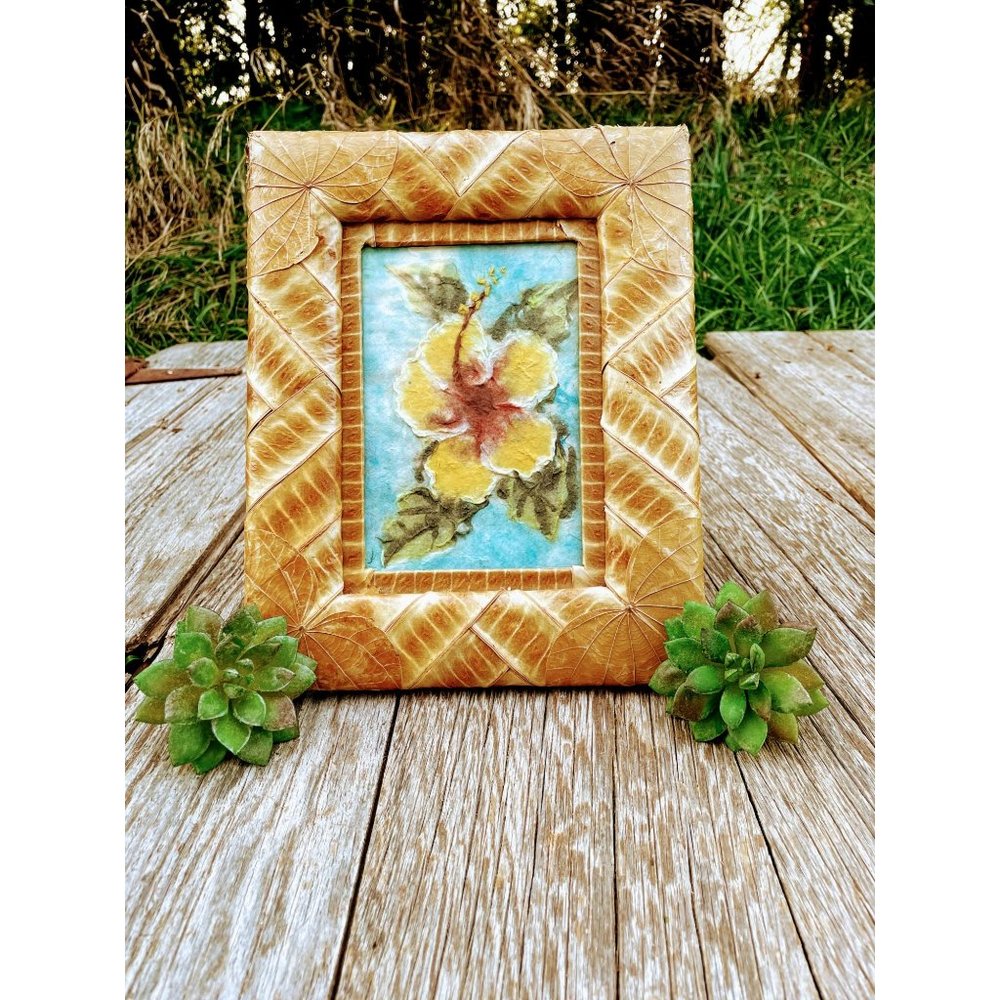Vintage Paper Pulp Art Flower Painting With real L